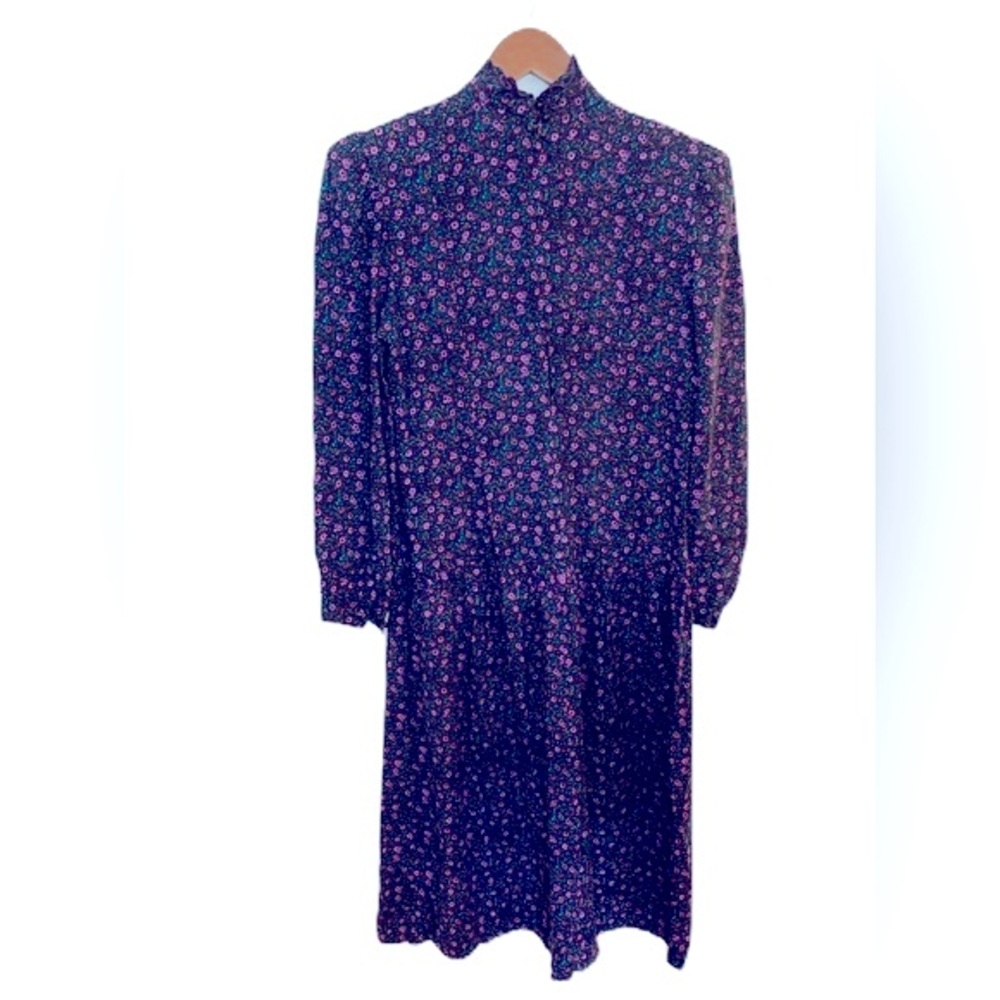 Vintage Patty O’Neil Midi Dress Women’s Size Medium Floral High Neck Cottage